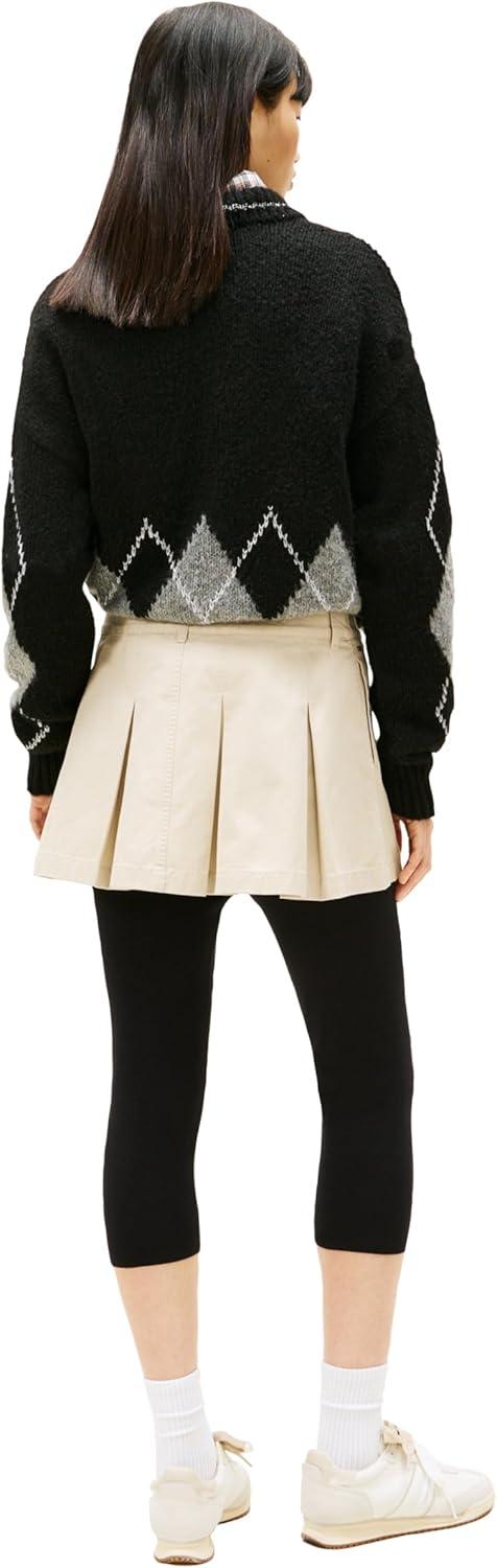 imageTommy Jeans Womens Pleated Mini Skirt with Embroidered Flag LogoGulf Sand