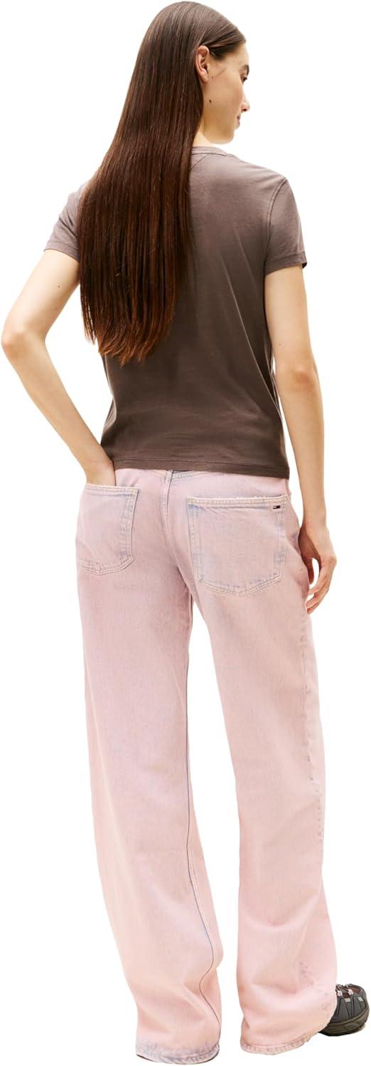 imageTommy Jeans Womens Short Sleeve Coton Graphic TShirts with Tonal Embroidered LogoBlack Walnut