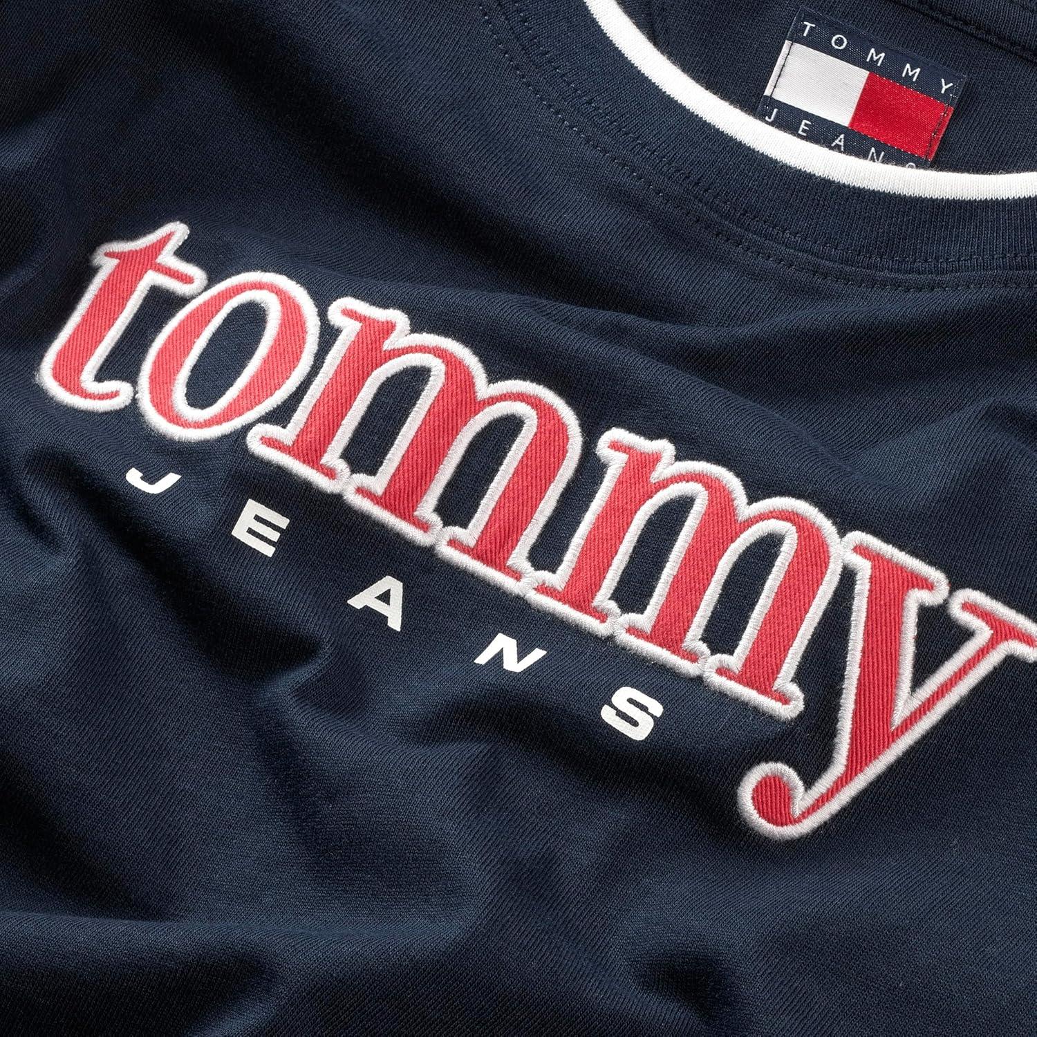 imageTommy Jeans Womens Short Sleeve Cotton Graphic TShirt with Applique Logo DetailDark Night Navy