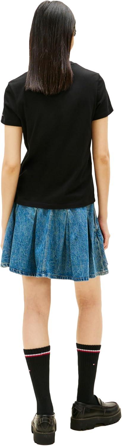 imageTommy Jeans Womens Short Sleeve Essential Cotton Graphic TShirt with Printed LogoBlack