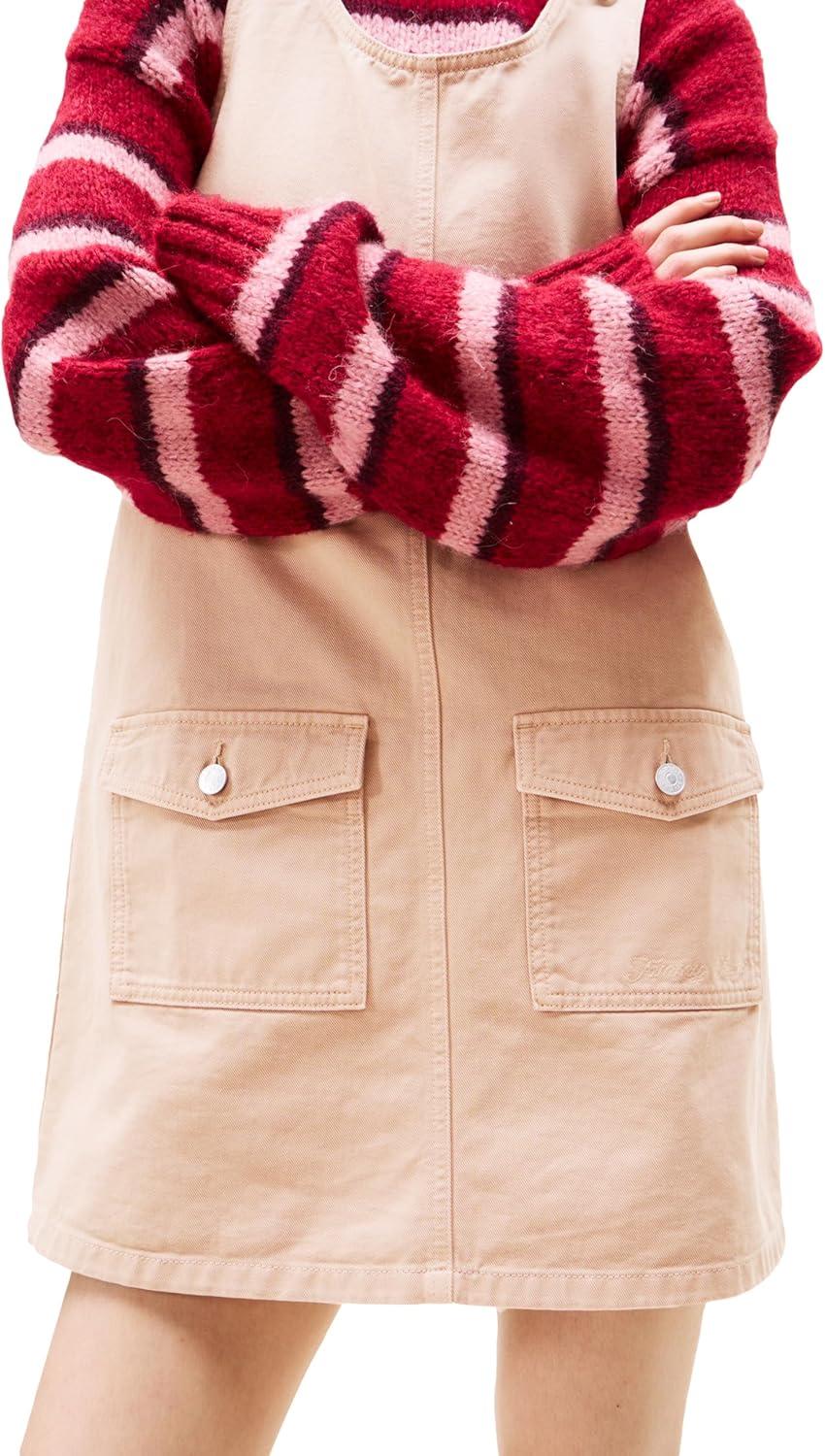 imageTommy Jeans Womens Sleeveless Pinafore Dress with PocketsMalted Milk