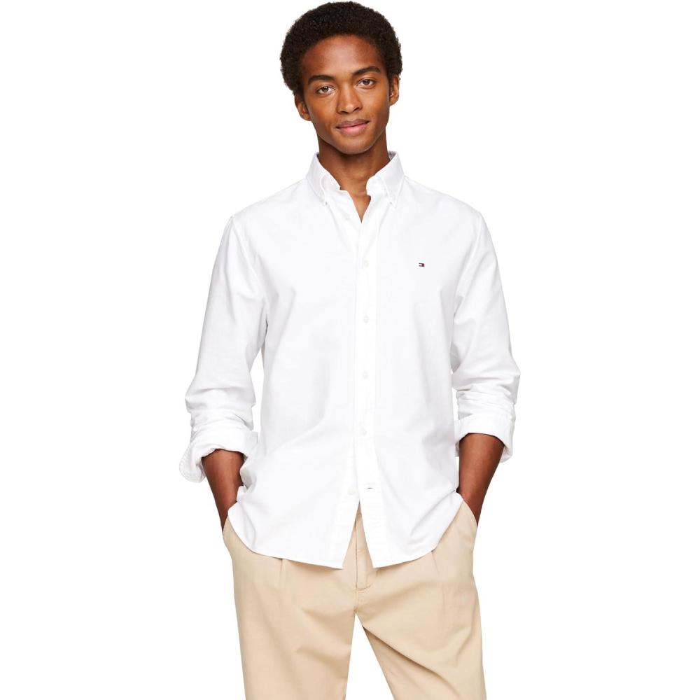 imageTommy Hilfiger Mens Heritage Oxford Solid Regular Long Sleeve ShirtsOptic White