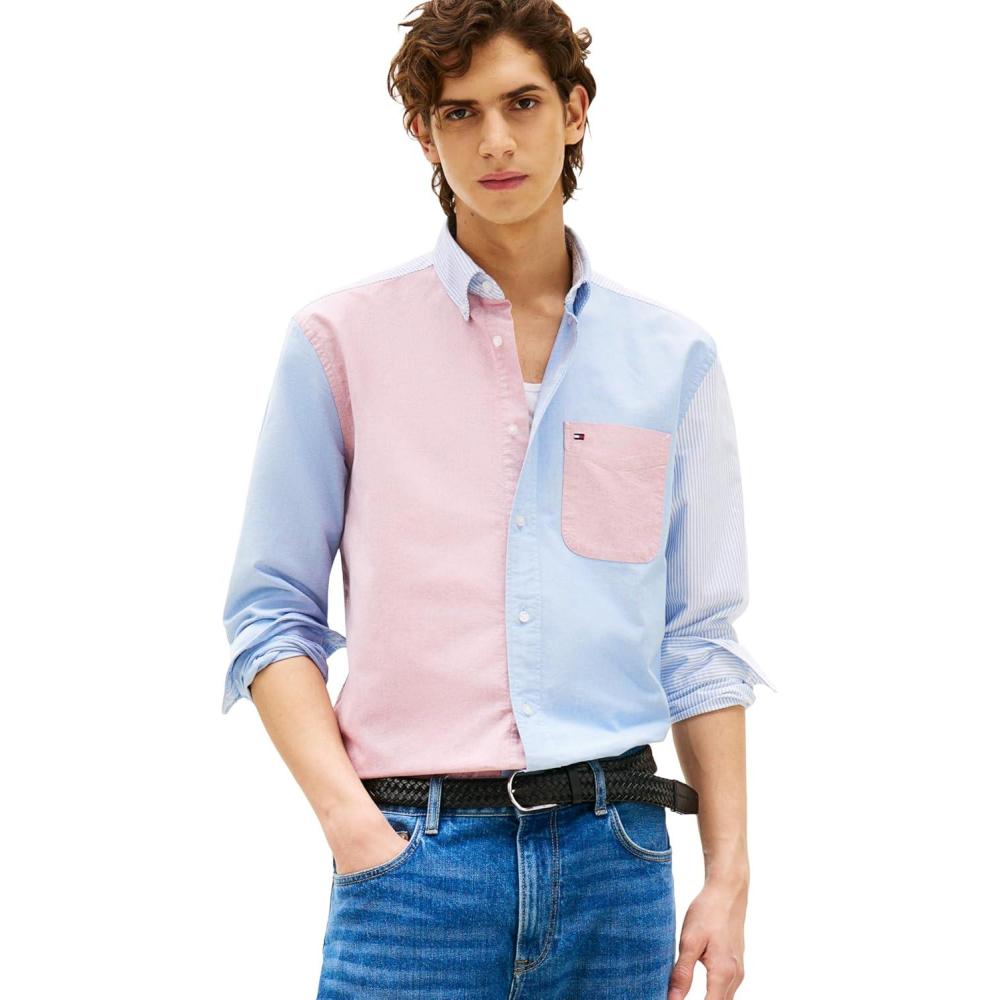 imageTommy Hilfiger Mens Heritage Oxford Solid Regular Long Sleeve ShirtsShirt Blue Multi