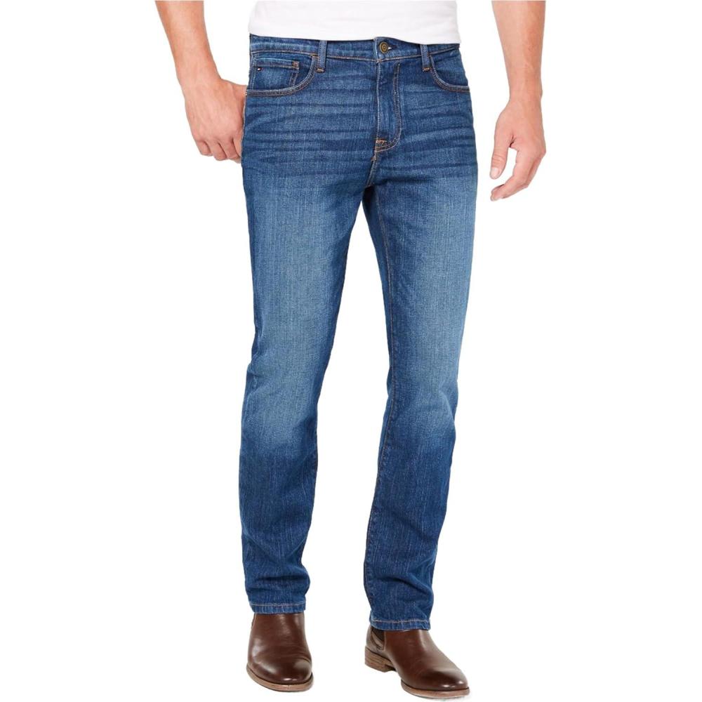 imageTommy Hilfiger Mens Straight Fit Stretch JeansMedium Blue Wash
