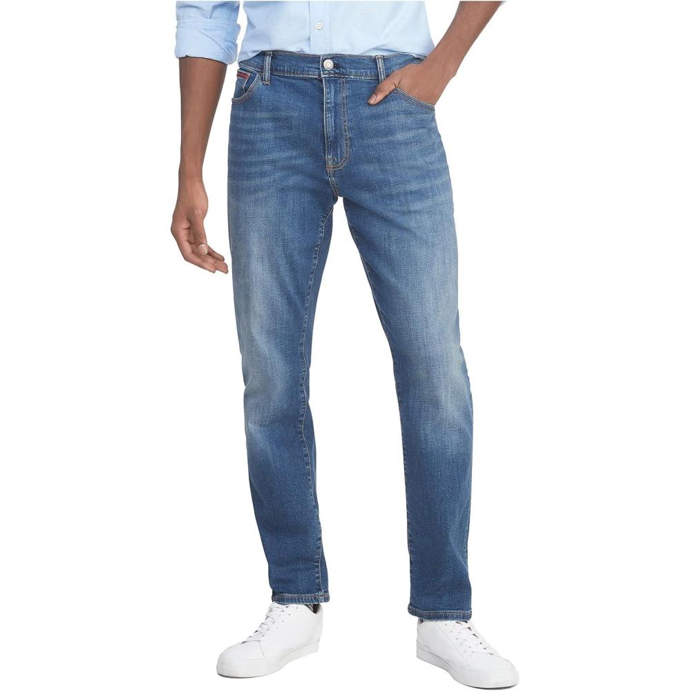 imageTommy Hilfiger Mens Straight Fit Stretch JeansTh Dark Wash