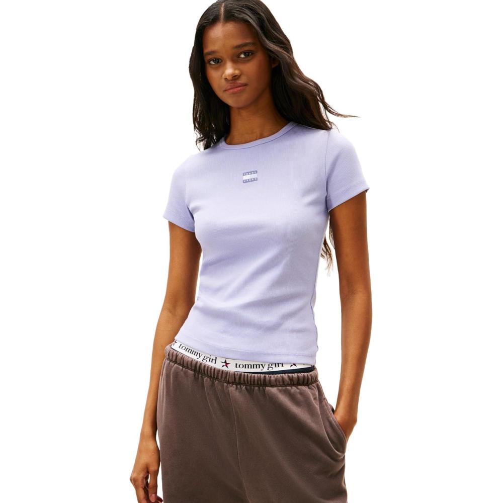 imageTommy Jeans Womens Graphic Tee with Embroidered Flag DetailPeriwinkle Dusk