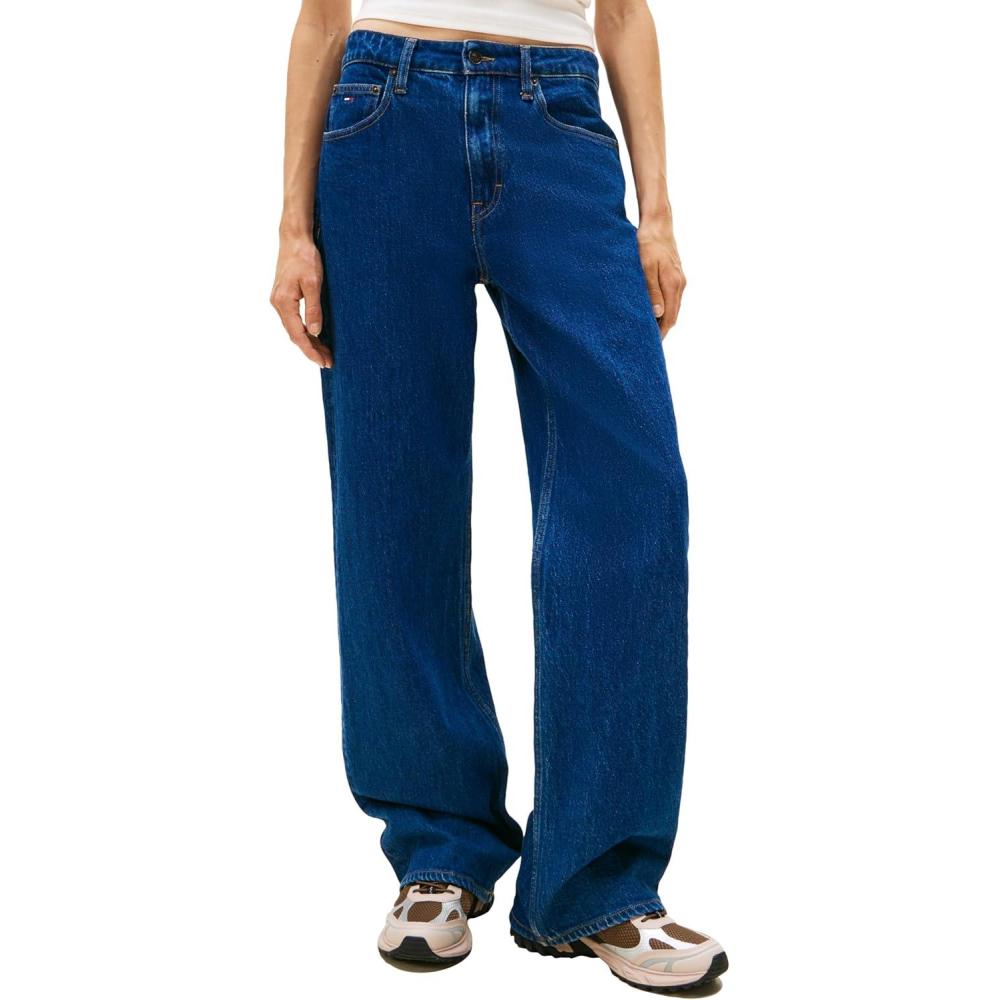 imageTommy Jeans Womens Mia Mid Rise Relaxed Straight JeansDenim Dark