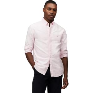 Tommy Hilfiger Men’s Heritage Oxford Solid Regular Long Sleeve Shirts(Classic Pink / White)