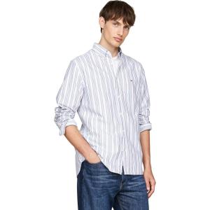 Tommy Hilfiger Men’s Heritage Oxford Solid Regular Long Sleeve Shirts(Cloudy Blue / Rouge / Multi)