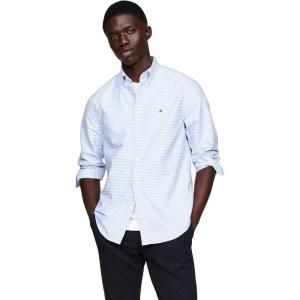Tommy Hilfiger Men’s Heritage Oxford Solid Regular Long Sleeve Shirts(Cloudy Blue / White)