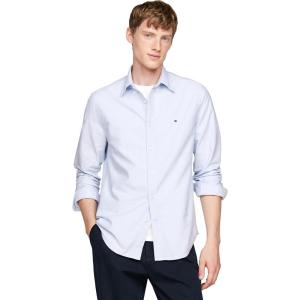 Tommy Hilfiger Men’s Heritage Oxford Solid Regular Long Sleeve Shirts(Cloudy Blue)