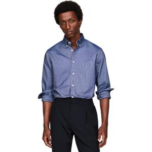 Tommy Hilfiger Men’s Heritage Oxford Solid Regular Long Sleeve Shirts(Desert Sky)