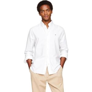 Tommy Hilfiger Men’s Heritage Oxford Solid Regular Long Sleeve Shirts(Optic White)