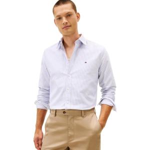 Tommy Hilfiger Men’s Heritage Oxford Solid Regular Long Sleeve Shirts(Royal Blue / White)