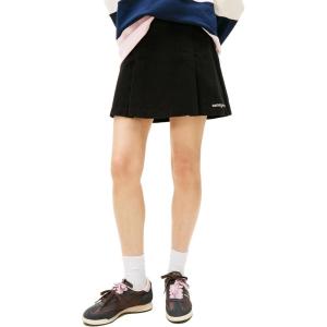 Tommy Jeans Women’s Cord Pleated Mini Skirt with Embroidered Script Logo(Black)
