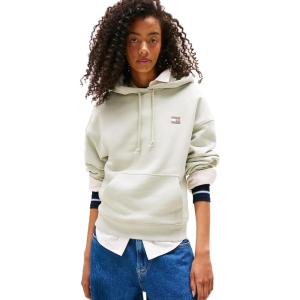 Tommy Jeans Women’s Medium Weight Pullover Hoodie With Embroidered Flag Logo(Misty Sage)
