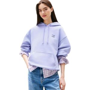 Tommy Jeans Women’s Medium Weight Pullover Hoodie With Embroidered Flag Logo(Vintage Iris)