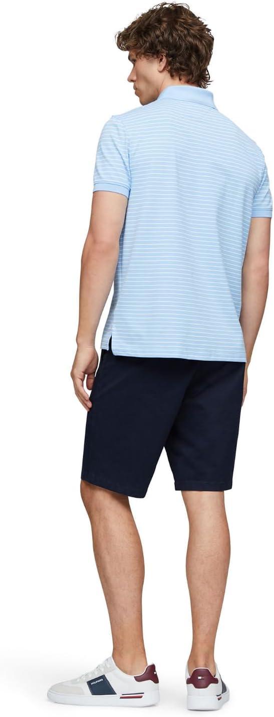 imageTommy Hilfiger Mens Short Sleeve Casual Dri Fit Polo Shirts in Regular Fit with Moisture Wicking and StretchVessel Blue Ecru
