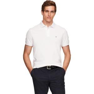 Tommy Hilfiger Men’s Short Sleeve Casual Dri Fit Polo Shirts in Regular Fit with Moisture Wicking and Stretch(White)