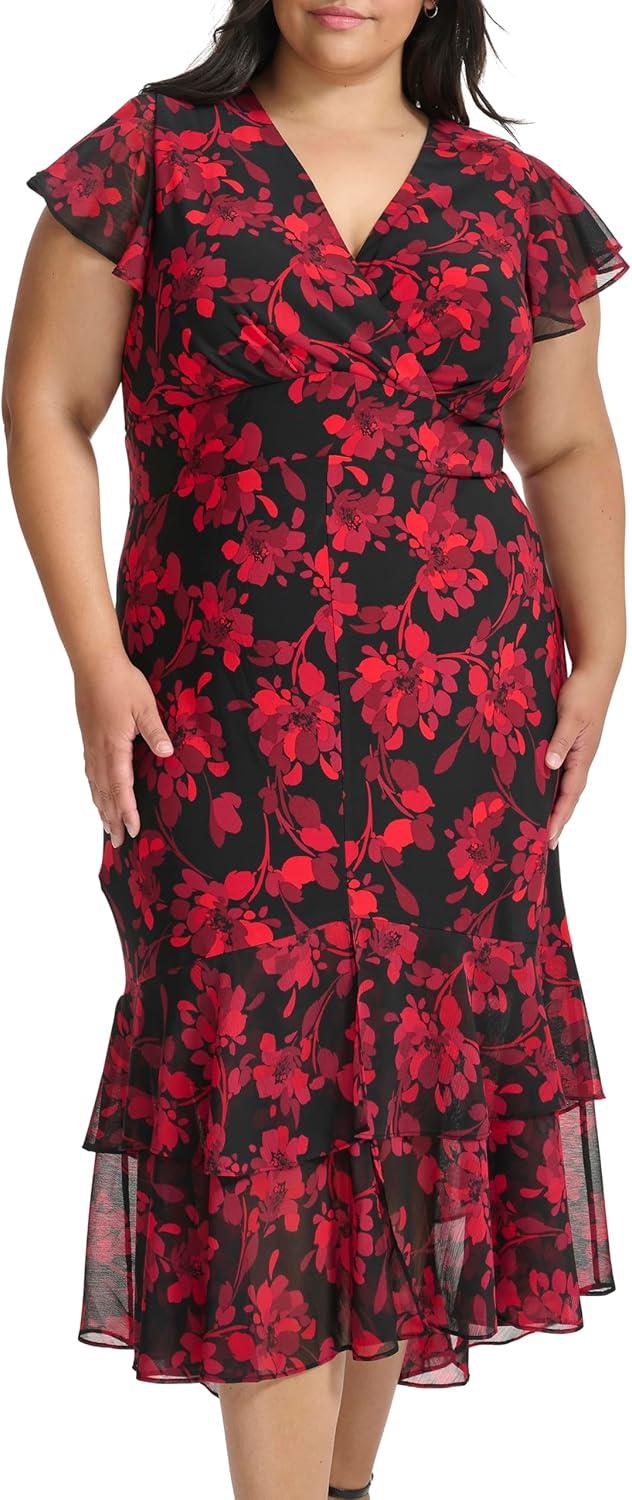 imageTommy Hilfiger HighLow Flutter DressChil Pepper Multi