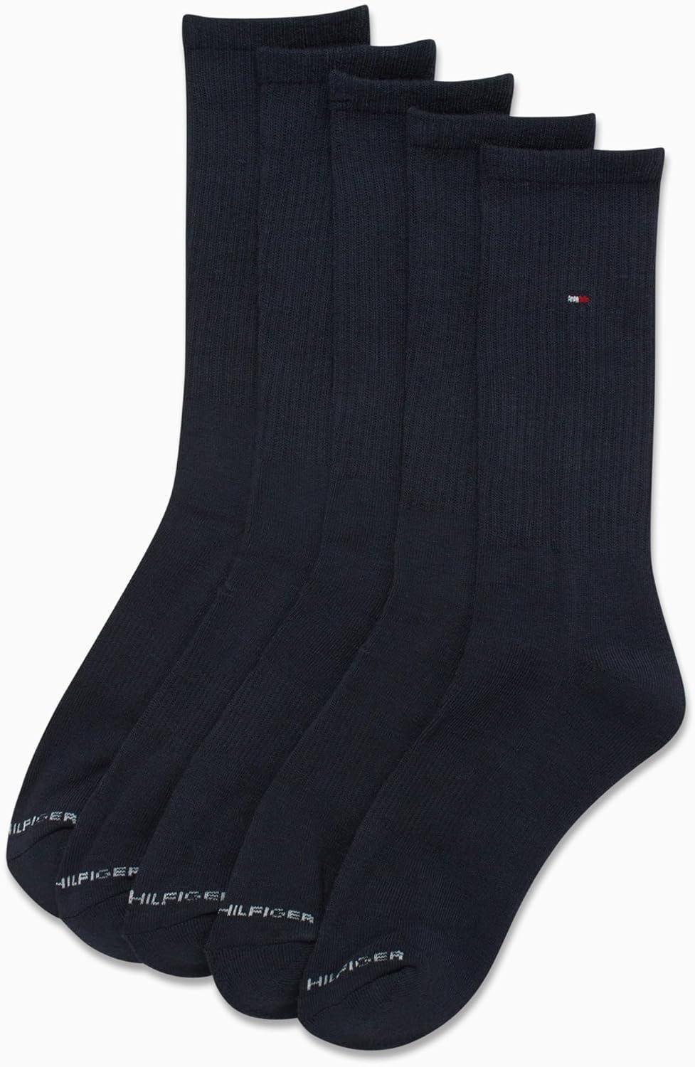 imageTommy Hilfiger Mens Athletic Cushioned Crew Socks 5PackNavy