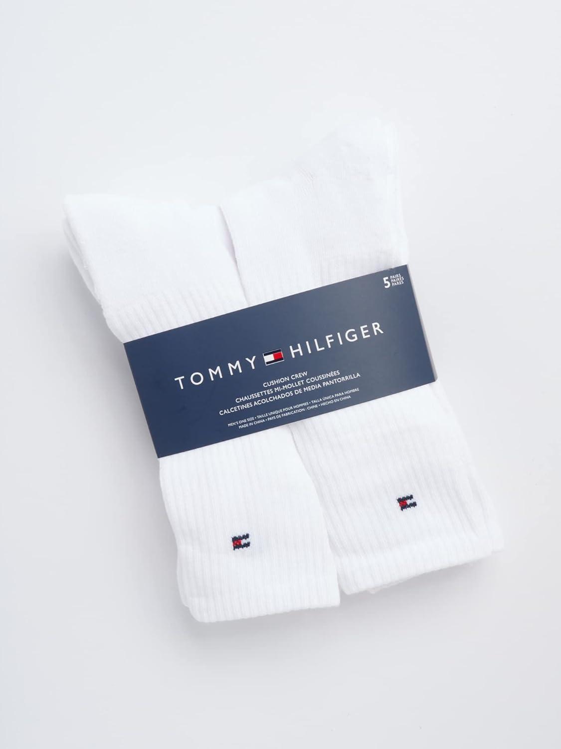 imageTommy Hilfiger Mens Athletic Cushioned Crew Socks 5PackWhite