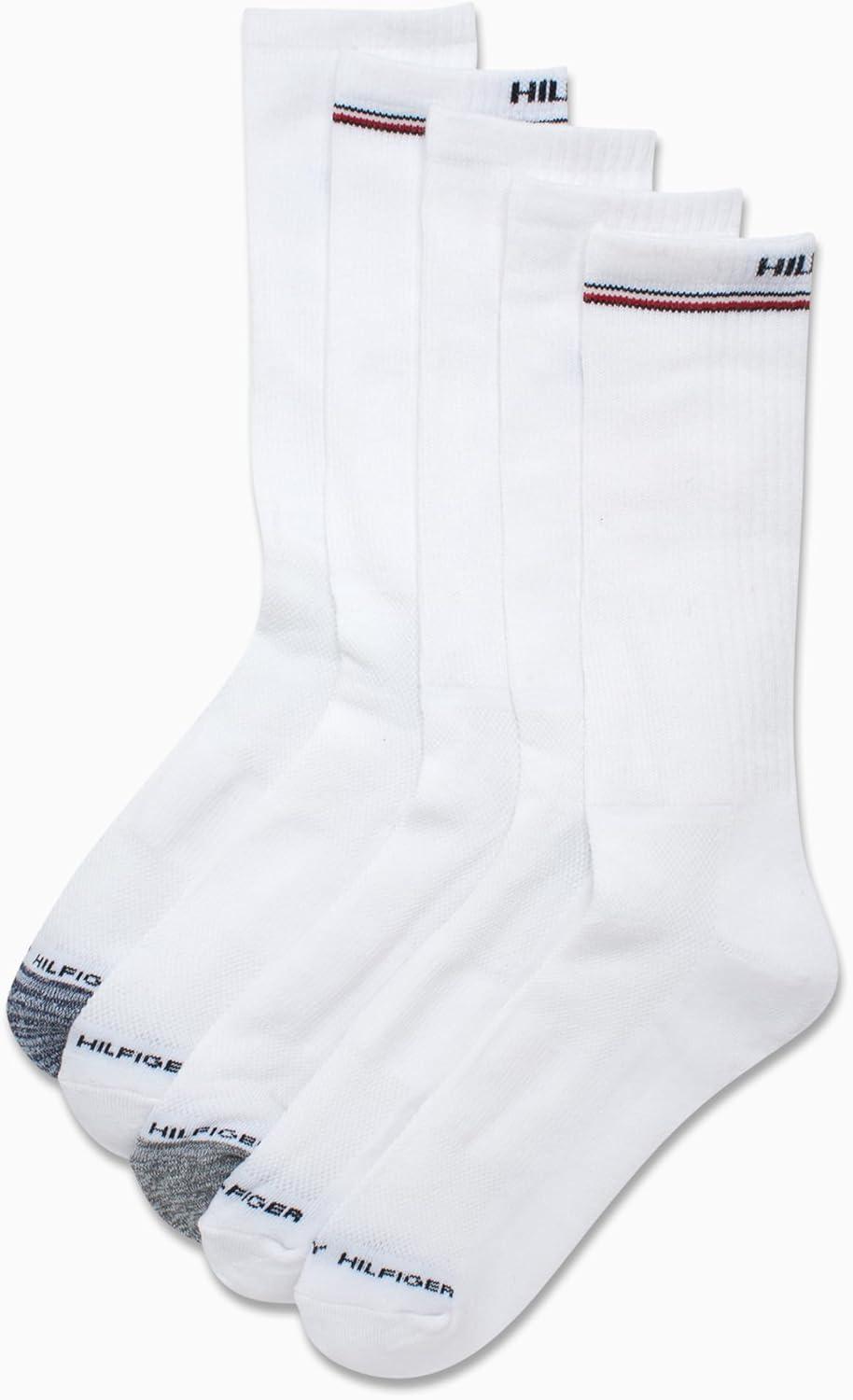 imageTommy Hilfiger Mens Athletic Cushioned Crew Socks 5PackWhiteGrey