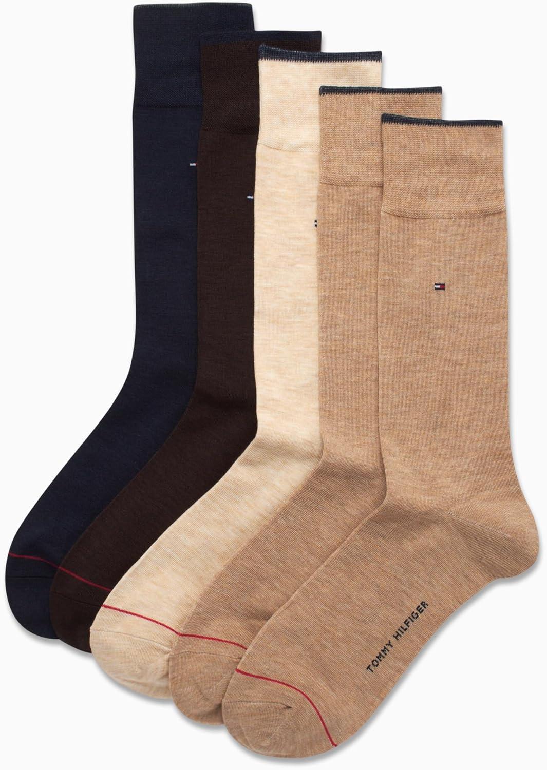 imageTommy Hilfiger Mens Dress Socks 5 Pack Lightweight Everyday Crew Work Socks for Men for Casual amp Formal Wear Size 712Assorted