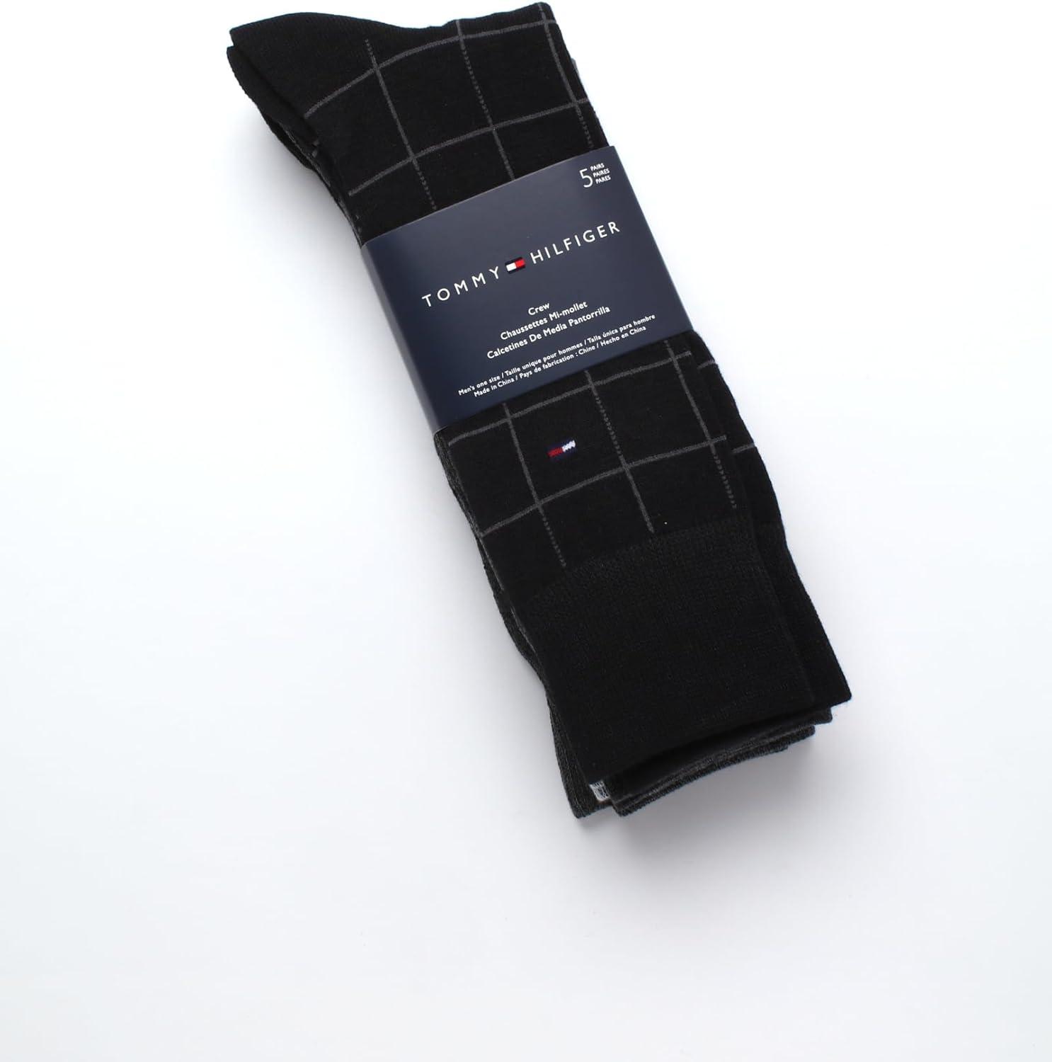 imageTommy Hilfiger Mens Dress Socks 5 Pack Lightweight Everyday Crew Work Socks for Men for Casual amp Formal Wear Size 712BlackGrey