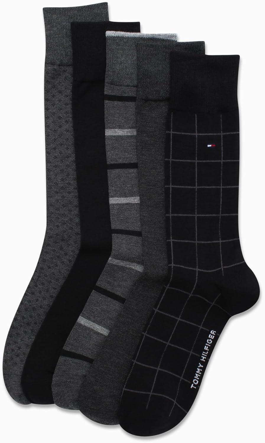 imageTommy Hilfiger Mens Dress Socks 5 Pack Lightweight Everyday Crew Work Socks for Men for Casual amp Formal Wear Size 712BlackGrey
