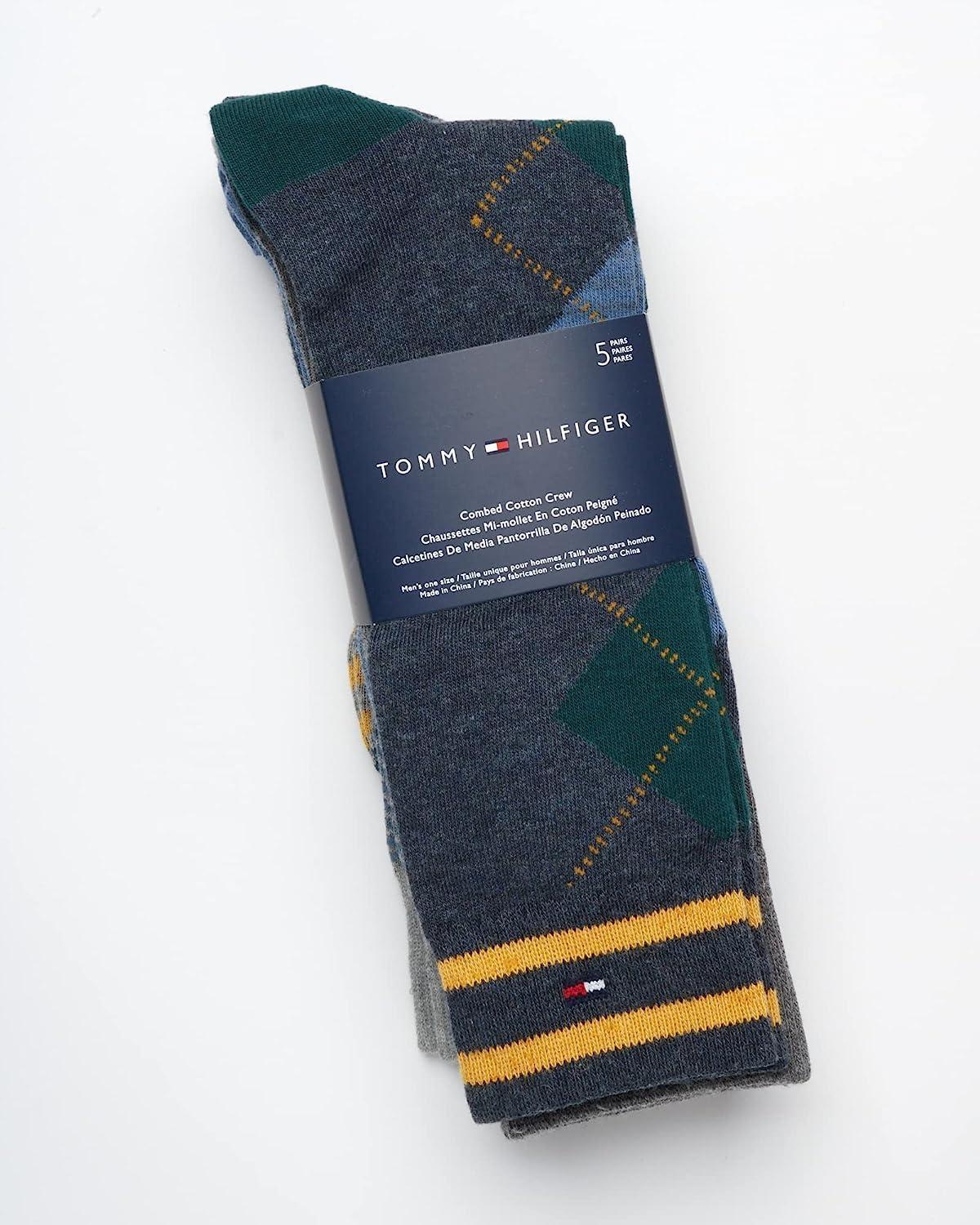 imageTommy Hilfiger Mens Dress Socks 5 Pack Lightweight Everyday Crew Work Socks for Men for Casual amp Formal Wear Size 712BlueGreenMulti