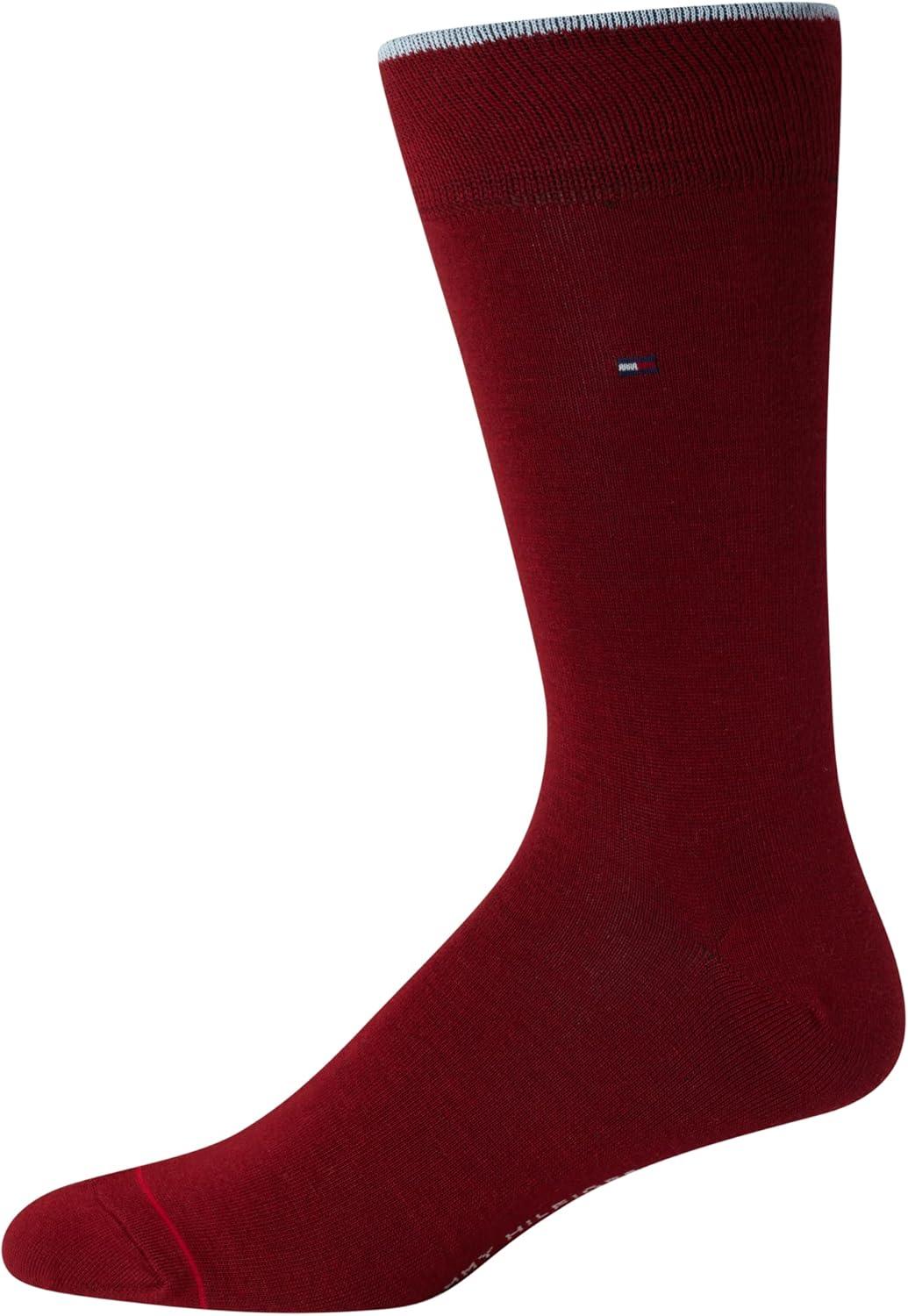 imageTommy Hilfiger Mens Dress Socks  5 Pack Lightweight Everyday Crew Work Socks for Men for Casual amp Formal Wear Size 712Burgundy Assorted