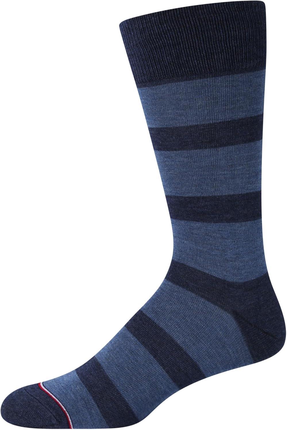 imageTommy Hilfiger Mens Dress Socks 5 Pack Lightweight Everyday Crew Work Socks for Men for Casual amp Formal Wear Size 712Denim Heather Assorted