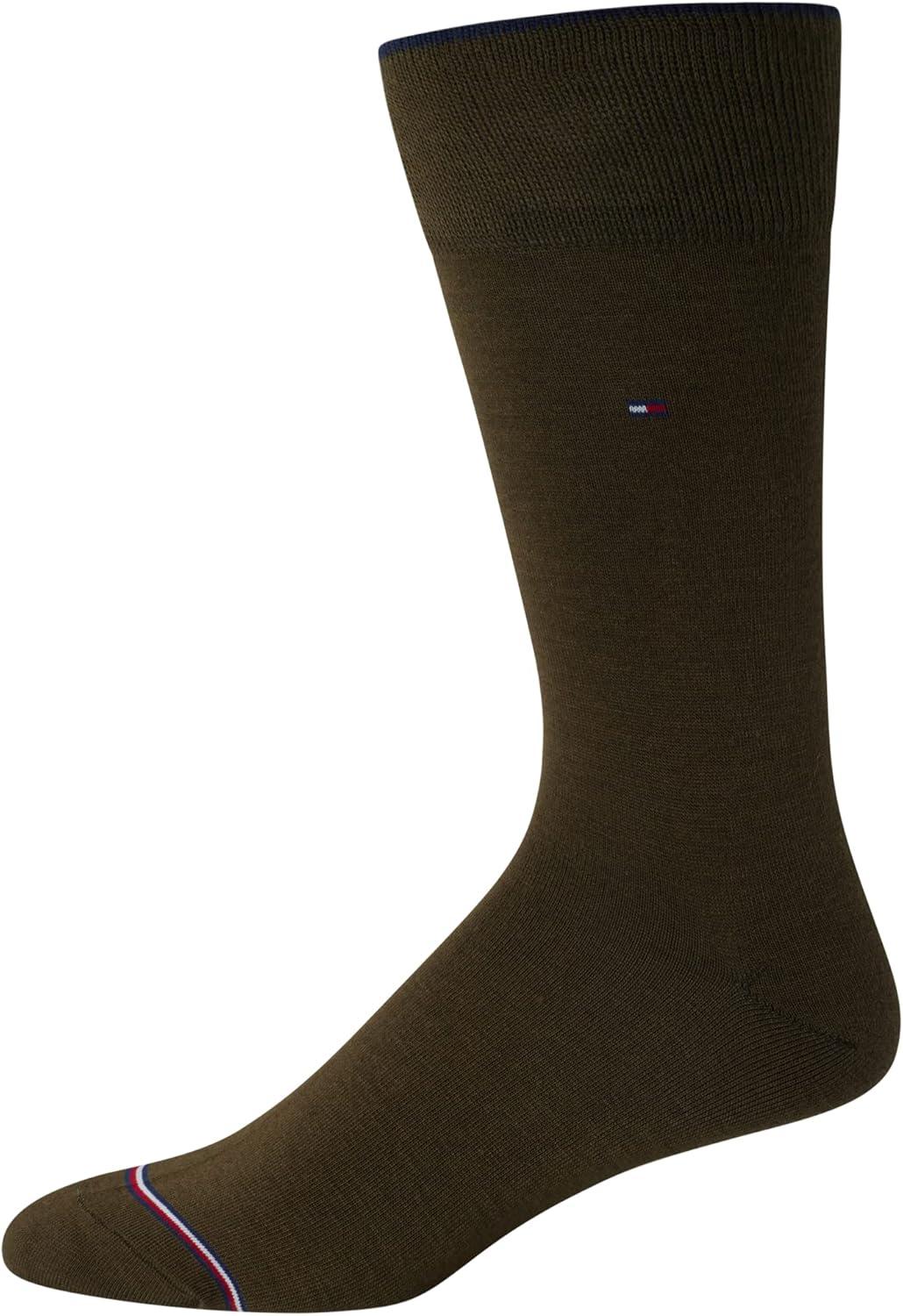 imageTommy Hilfiger Mens Dress Socks 5 Pack Lightweight Everyday Crew Work Socks for Men for Casual amp Formal Wear Size 712Khaki Assorted