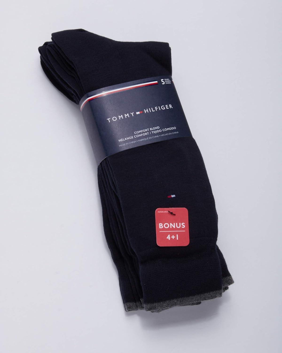 imageTommy Hilfiger Mens Dress Socks 5 Pack Lightweight Everyday Crew Work Socks for Men for Casual amp Formal Wear Size 712Navy