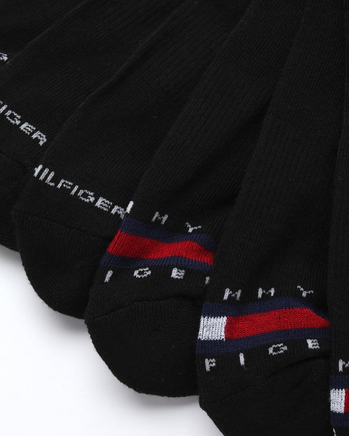 imageTommy Hilfiger Mens No Show Socks 6 Pack Cushioned Performance Stretch Athletic Low Cut Socks for MenBlack Multi