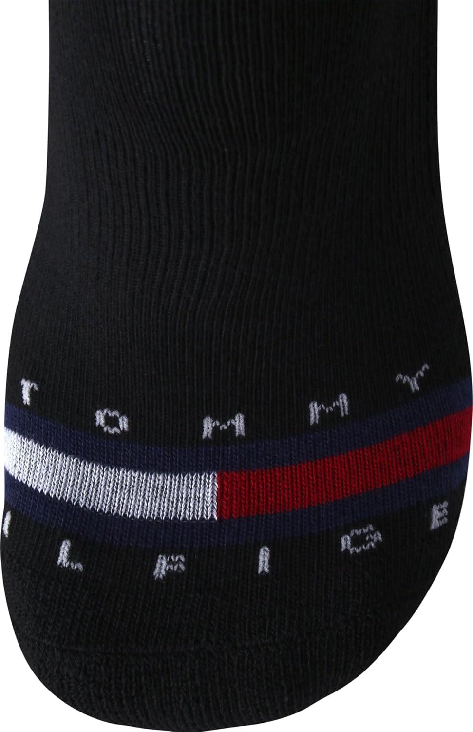 imageTommy Hilfiger Mens No Show Socks 6 Pack Cushioned Performance Stretch Athletic Low Cut Socks for MenBlack Multi