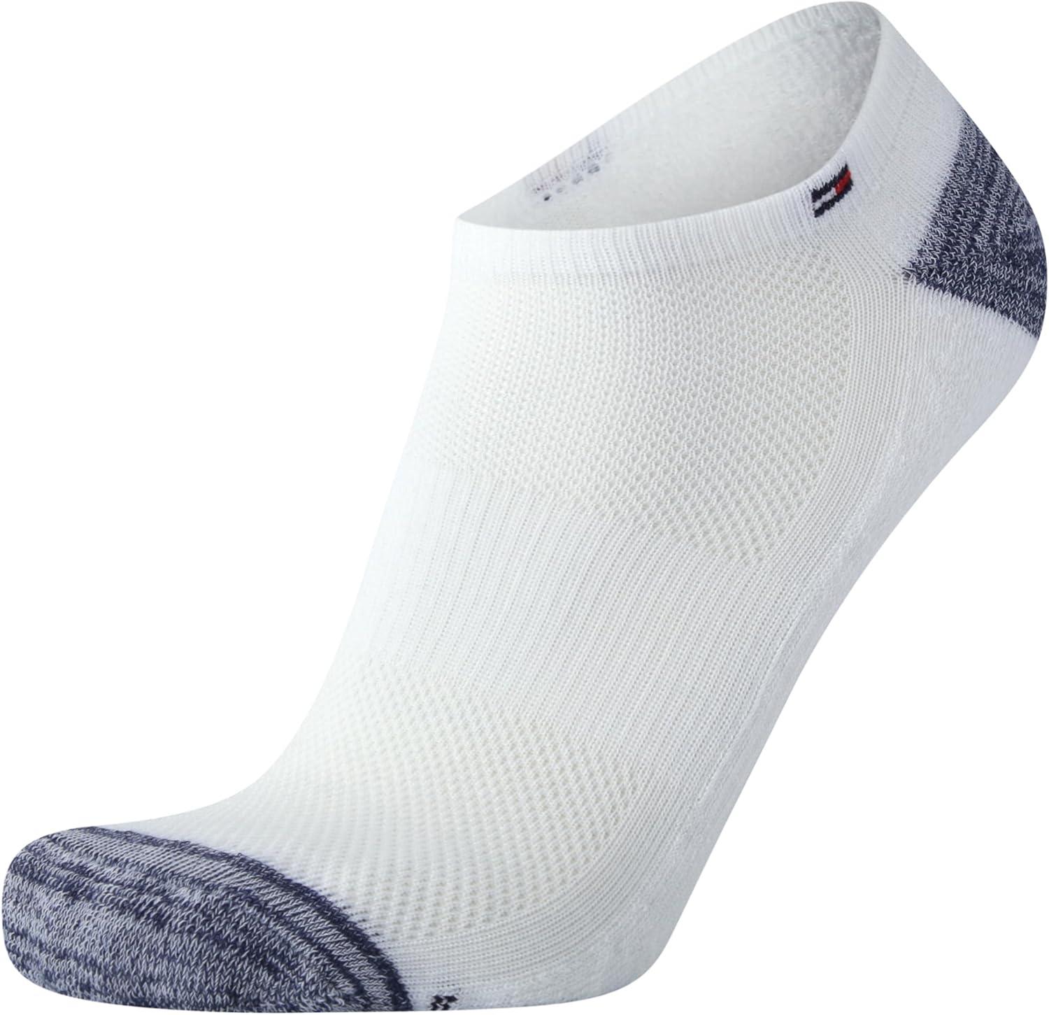 imageTommy Hilfiger Mens No Show Socks 6 Pack Cushioned Performance Stretch Athletic Low Cut Socks for MenWhiteGrey