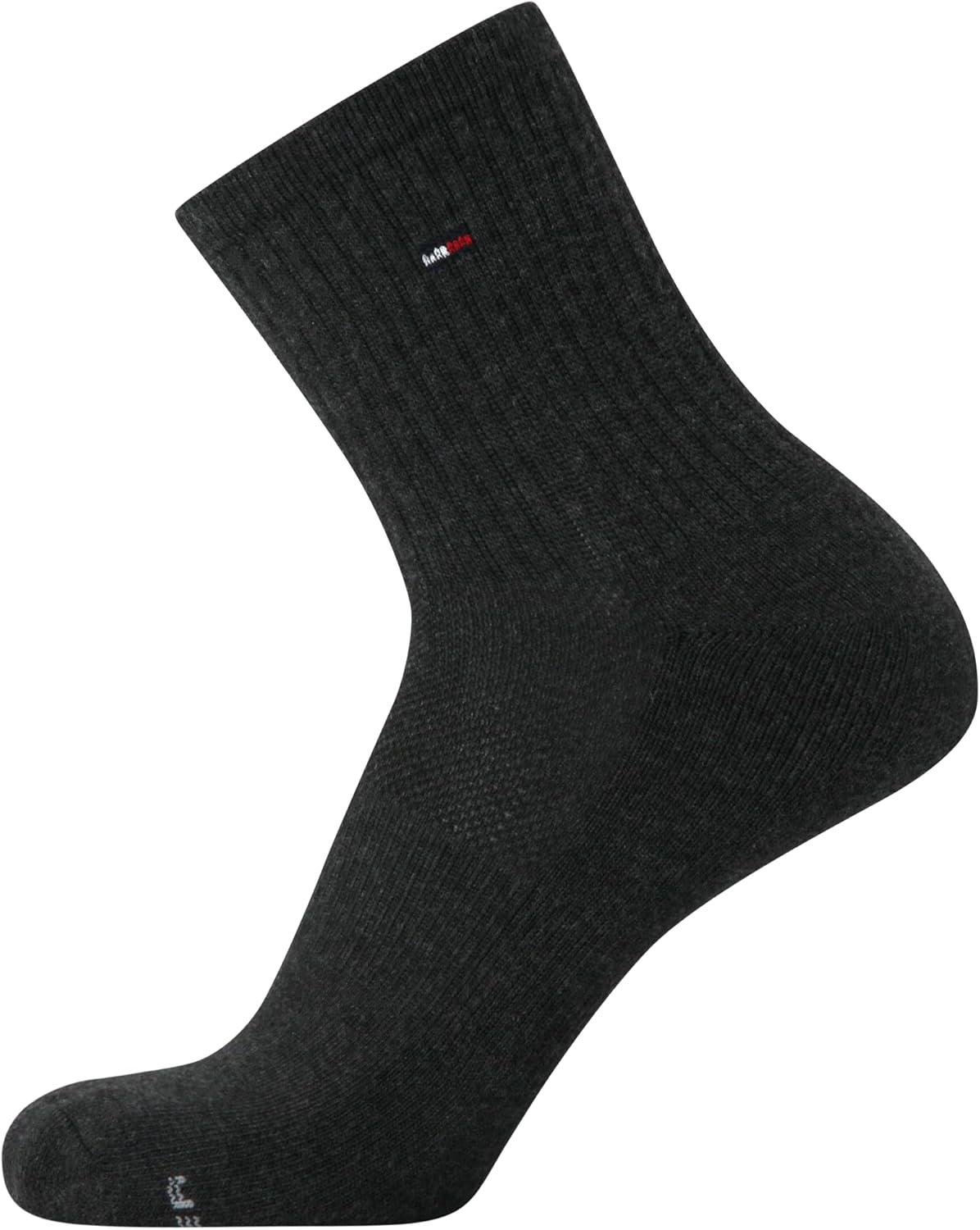 imageTommy Hilfiger Mens Quarter Socks 6 Pack Athletic Performance Cushioned High Quarter Length Ankle Socks for Men for RunningBlack Grey Assorted