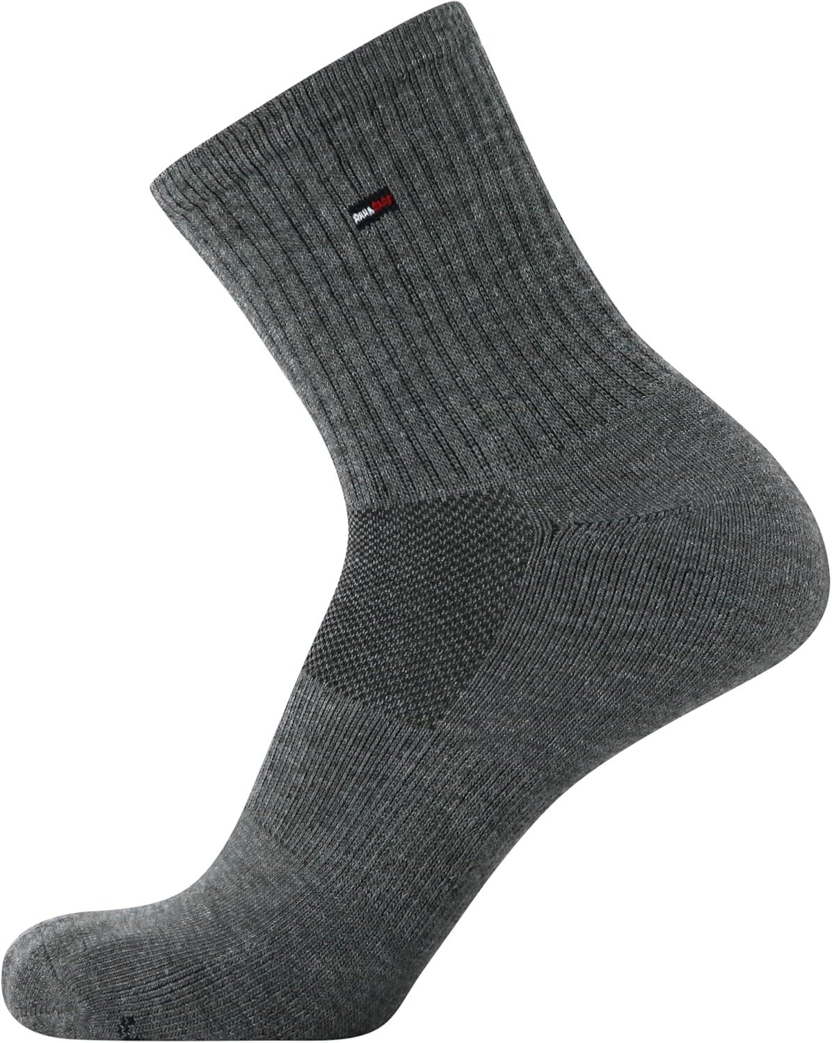 imageTommy Hilfiger Mens Quarter Socks 6 Pack Athletic Performance Cushioned High Quarter Length Ankle Socks for Men for RunningDenim Heather