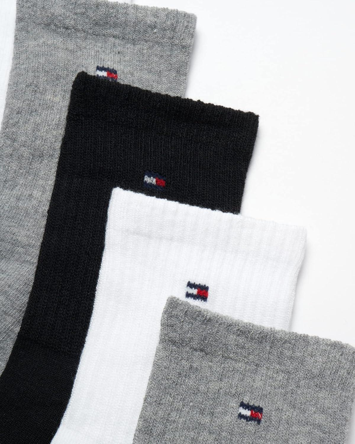imageTommy Hilfiger Mens Quarter Socks 6 Pack Athletic Performance Cushioned High Quarter Length Ankle Socks for Men for RunningGrey Assorted