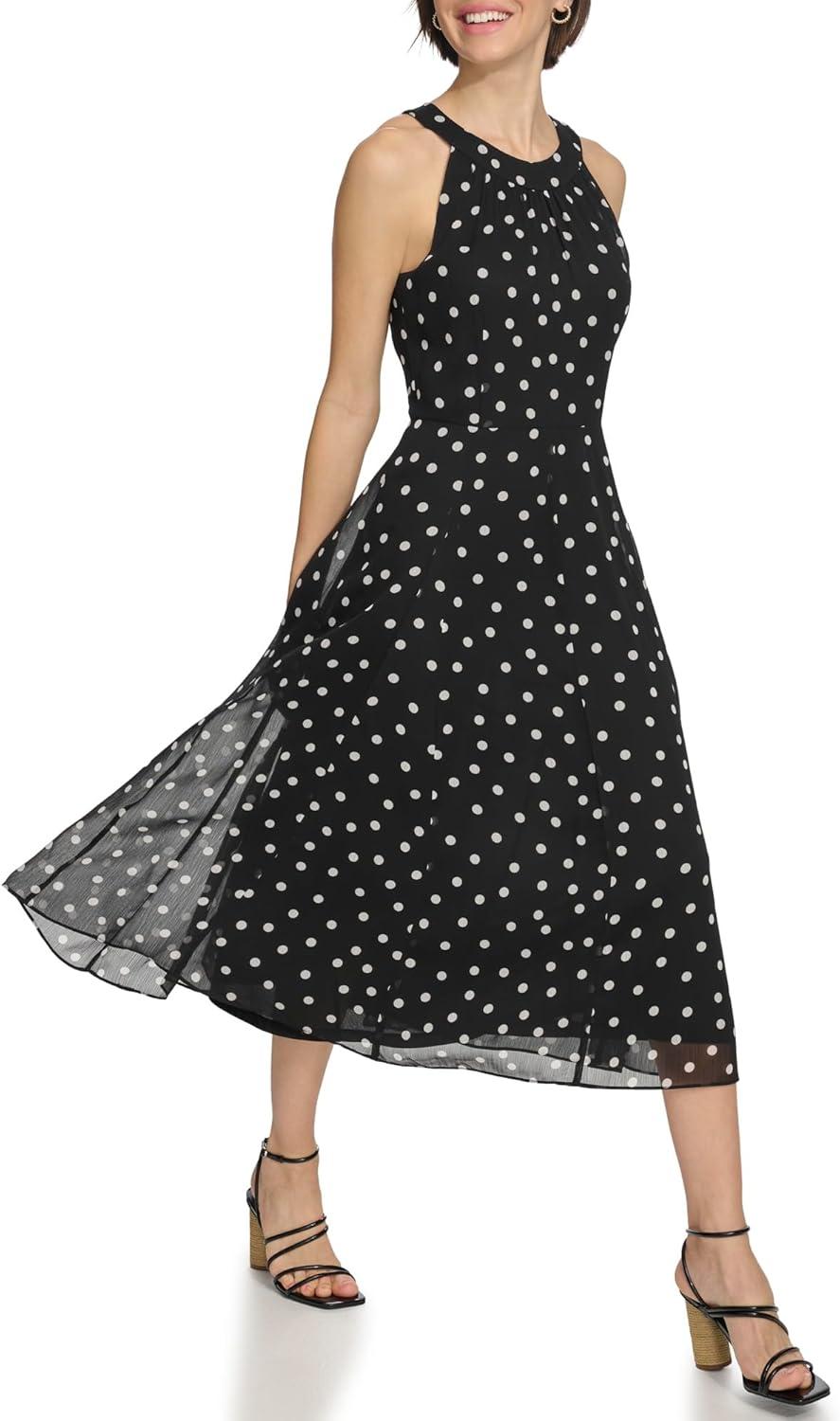 imageTommy Hilfiger Solo Dot Chiffon Midi DressBlueIvory