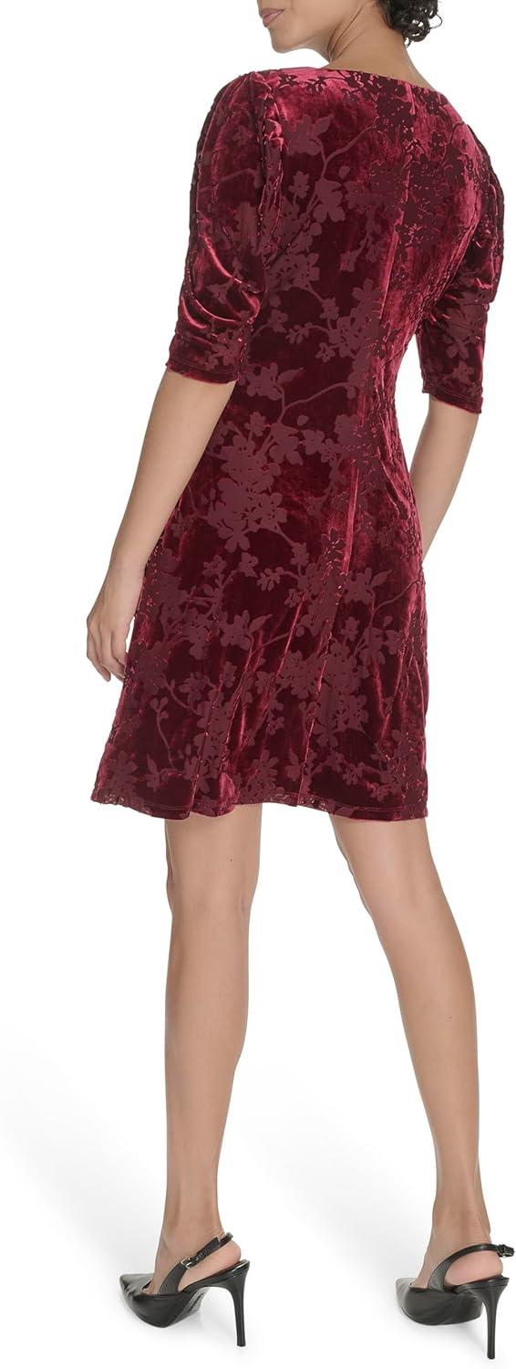 imageTommy Hilfiger Womens 12 Sleeve Boat Neck Cotton Shift Mini DressBeet Red