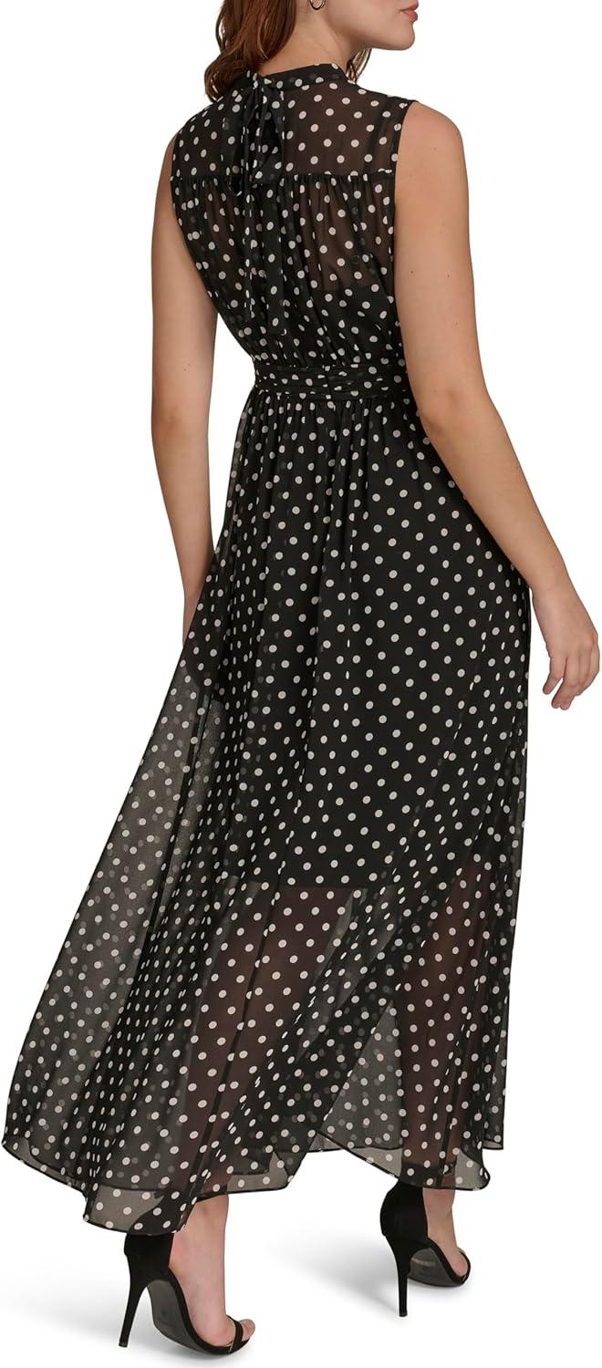 imageTommy Hilfiger Womens Flattering Fancy Maxi Sleeveless DressBlackIvory