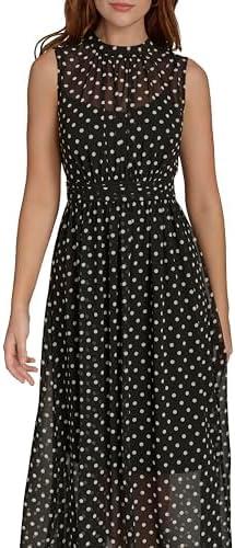 imageTommy Hilfiger Womens Flattering Fancy Maxi Sleeveless DressBlackIvory