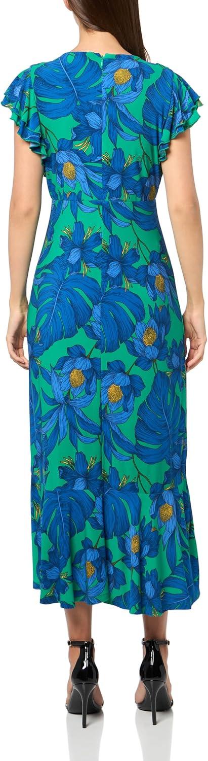 imageTommy Hilfiger Womens Flutter Sleeves Jersey Midi DressParakeet Multi