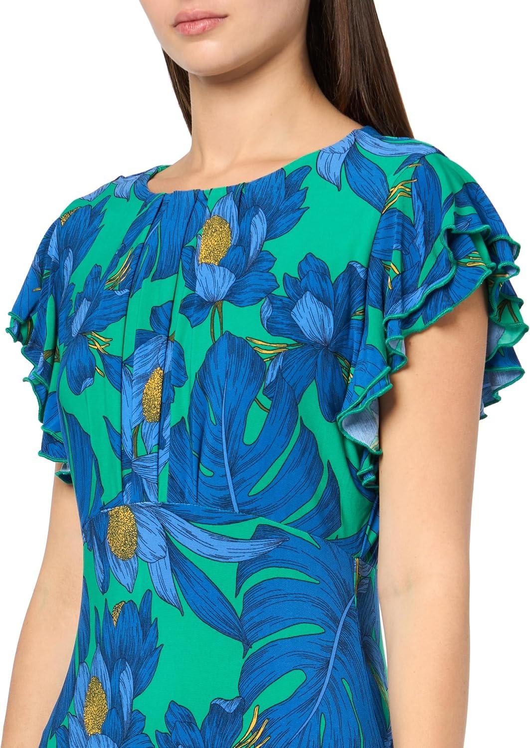 imageTommy Hilfiger Womens Flutter Sleeves Jersey Midi DressParakeet Multi