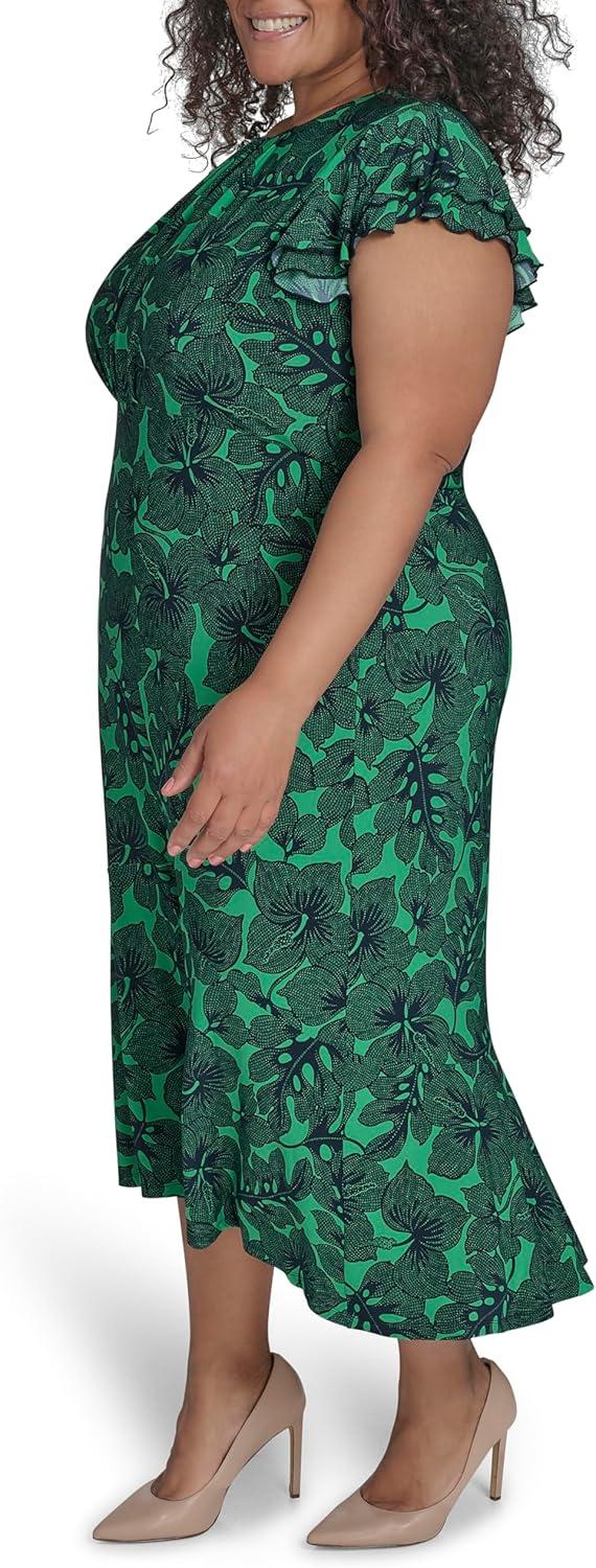 imageTommy Hilfiger Womens Flutter Sleeves Jersey Midi DressParakeetSky Captain