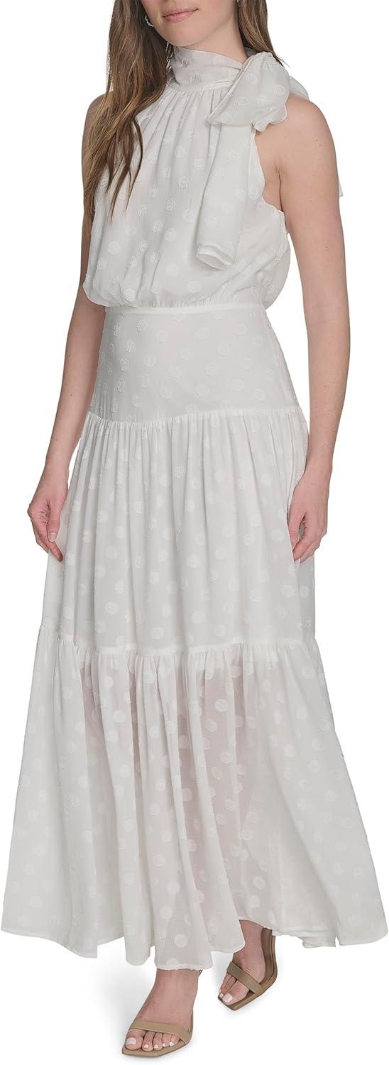 imageTommy Hilfiger Womens Halter Neck Sleeveless Maxi DressIvory