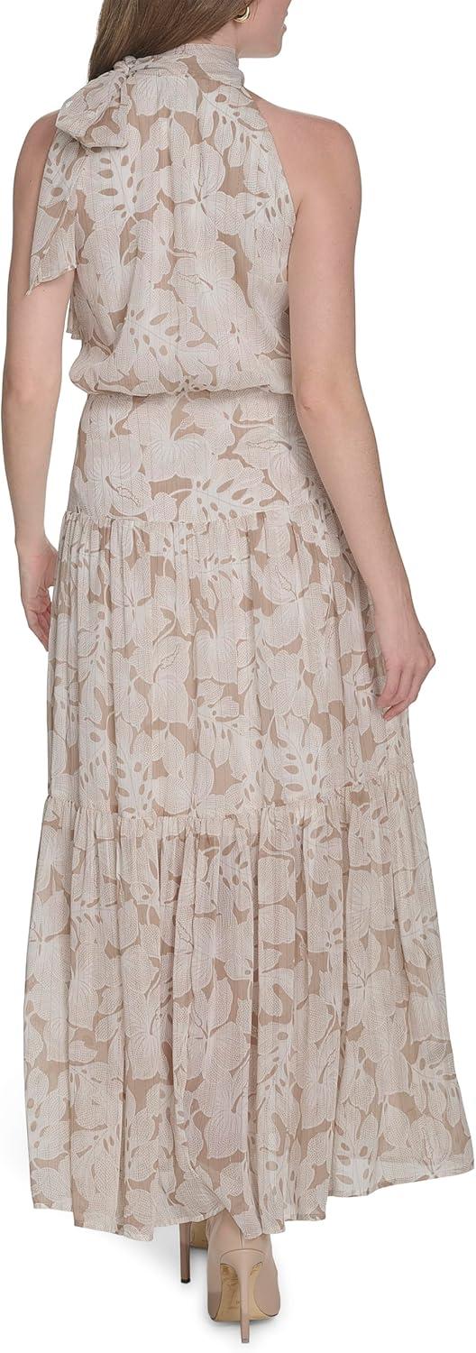 imageTommy Hilfiger Womens Halter Neck Sleeveless Maxi DressSandIvory